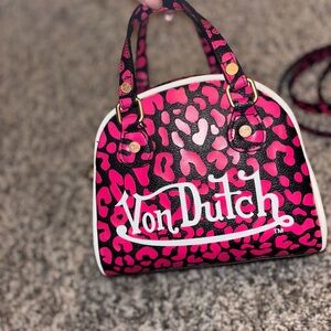 Von Dutch Black and Pink Mini Bag